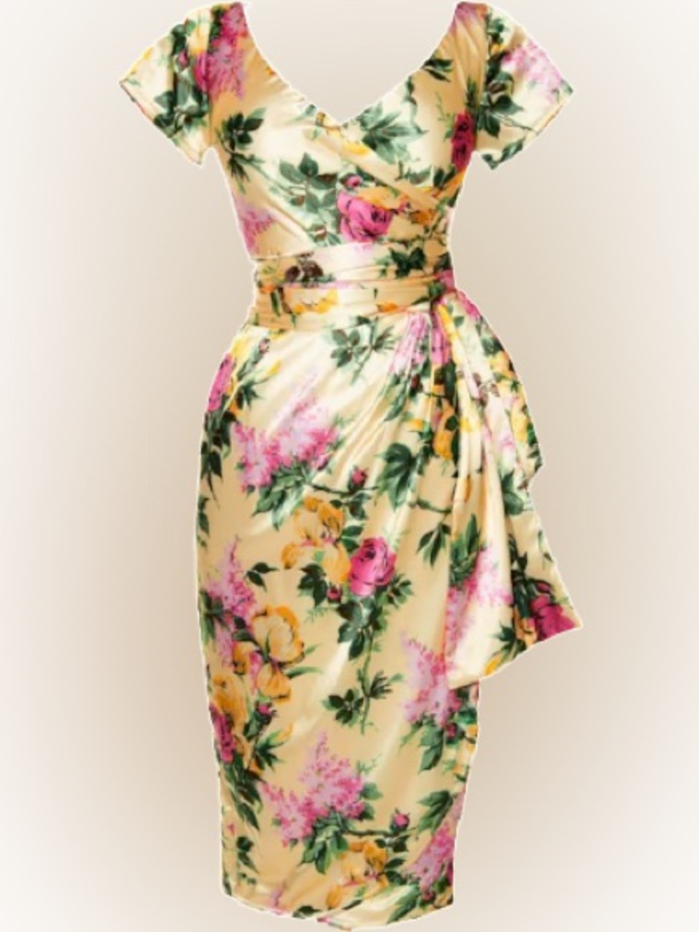 PUG Yellow Floral Satin “Ava” Dress